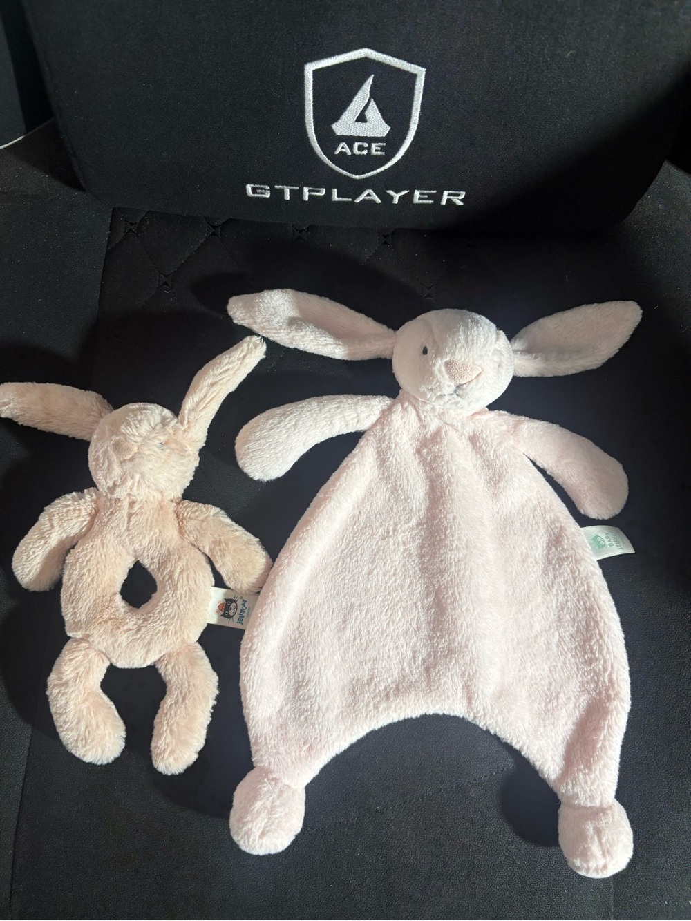 Jellycat Pale Pink Bunny Lovey and Rattle Set